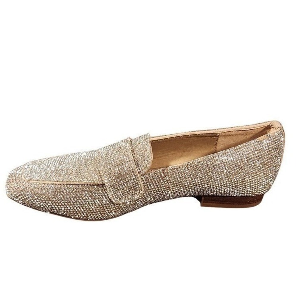 Steve Madden Shoes Womens Size 6 Silver Rhinestone RISKI-R Loafer Flats Slip‎ On
